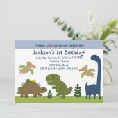 Adorable Dino/Dinosaures Invitation Anniversaire (Debout devant)