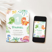 Adorable Dino Thématique Anniversaire Invitation