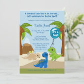 Adorable Dinosaur Baby Shower Invitations Garçon (Debout devant)