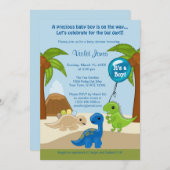 Adorable Dinosaur Baby Shower Invitations Garçon (Devant / Derrière)