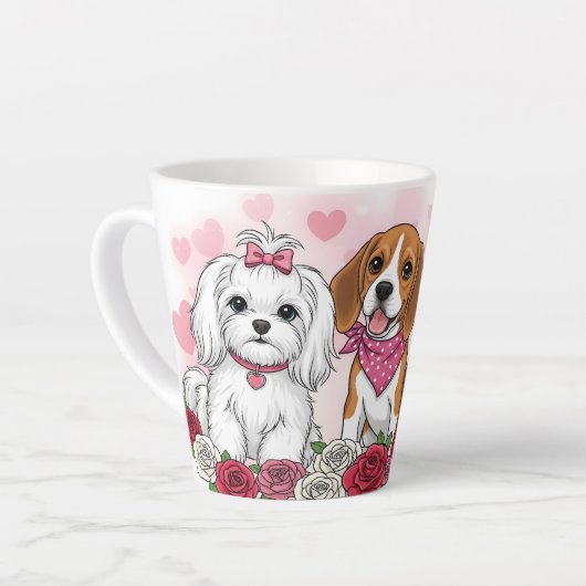 Adorable Dog Trio Roses Pet Lover Latte Mok (Linkerhoek)