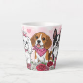 Adorable Dog Trio Roses Pet Lover Latte Mok (Voorkant)