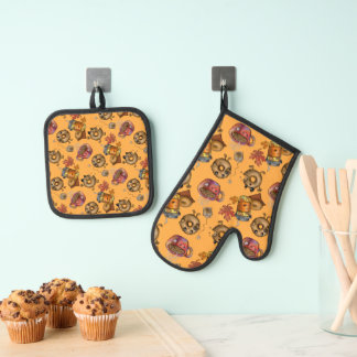 Adorable Doughnuts and Tea pattern Ovenwant & Pannenlap Set