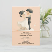 Adorable duo de danse faire-part de mariage (Debout devant)