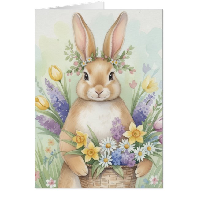 Adorable Easter bunny floral card (Voorkant)