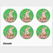 Adorable Easter Bunny on Tree Stump Sticker (Feuille)