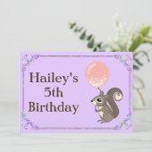 Adorable écureuil Invitation d'anniversaire (Debout devant)