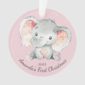 Adorable Elephant Girls First Christmas Ornament (devant)