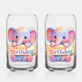 Adorable elephant, happy birthday frosted can glas (Recto)