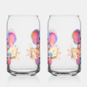 Adorable elephant, happy birthday frosted can glas (Gauche)