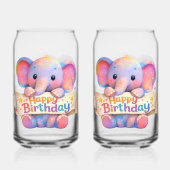 Adorable elephant, happy birthday frosted can glas (Verso)