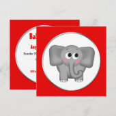 Adorable éléphant - Invitations de douches pour bé (Devant / Derrière)