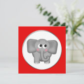 Adorable éléphant - Invitations de douches pour bé (Debout devant)