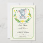 Adorable éléphant Neutre Baby shower Invitation (Devant)
