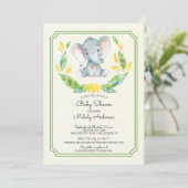 Adorable éléphant Neutre Baby shower Invitation (Debout devant)