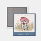 Adorable Enregistrer la date Magnet - Vintage Cat (Recto/Verso)