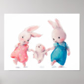 Adorable famille de lapin aquarelle | Impression m (Devant)