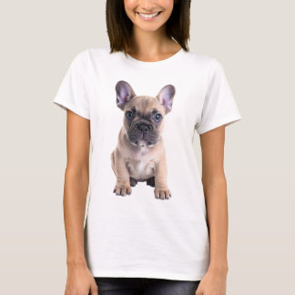 Adorable Fawn French Bulldog Puppy Portrait Women T-shirt