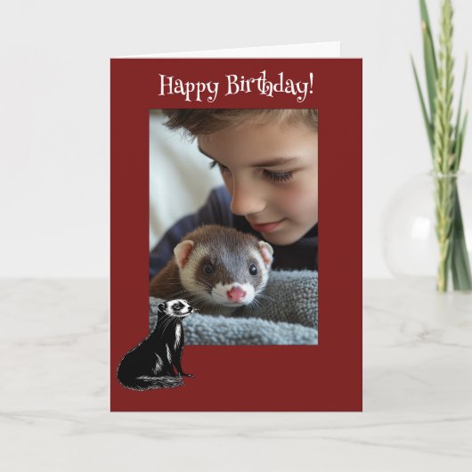 Adorable Ferret Fun Photo Carte Anniversaire (Devant)