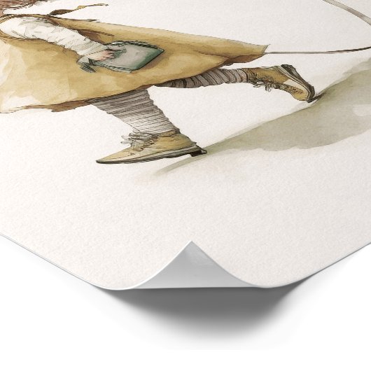 Adorable fille marchant dinosaure mur poster d'art (Coin)