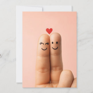 Adorable Finger Couple Art, Cute Finger Faces Kaart