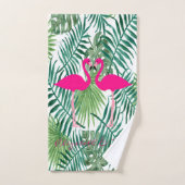 Adorable Flamants roses Roses En Amour, Feuilles P (Serviette à main)