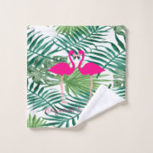 Adorable Flamants roses Roses En Amour, Feuilles P (Gant de toilette)