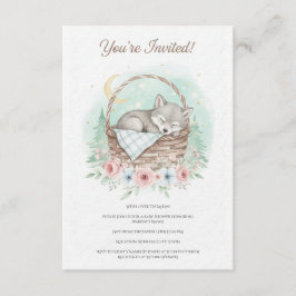 Adorable, fluffy baby wolf Baby Shower Kaart