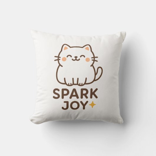 "Adorable Fluffy Cat Coussin décoratif - Spark Joy (Recto)