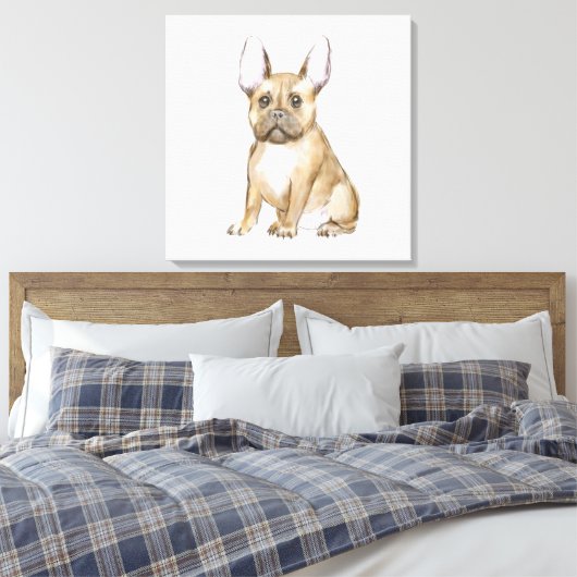 Adorable french bulldog puppy canvas afdruk (Insitu (Slaapkamer))