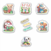 Adorable Gardening Animals Printable Sticker Sheet (Devant)