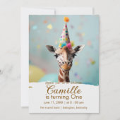 Adorable Giraffe Invitation Anniversaire (Devant)