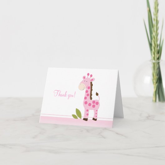 Adorable Giraffe Rose Plier Merci notes (Devant)