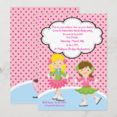 Adorable Girls Ice Skating Birthday Invitation (Devant / Derrière)