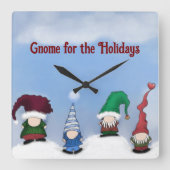 Adorable Gnome Posse Vierkante Klok (Voorkant)