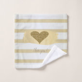 Adorable Gold Parties scintillant Coeurs Stripes-J (Gant de toilette)