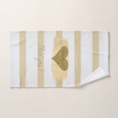Adorable Gold Parties scintillant Coeurs Stripes-J (Serviette à main)