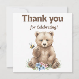 Adorable, grizzly bear cub Baby Shower Bedankkaart
