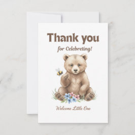 Adorable, grizzly bear cub Baby Shower Bedankkaart