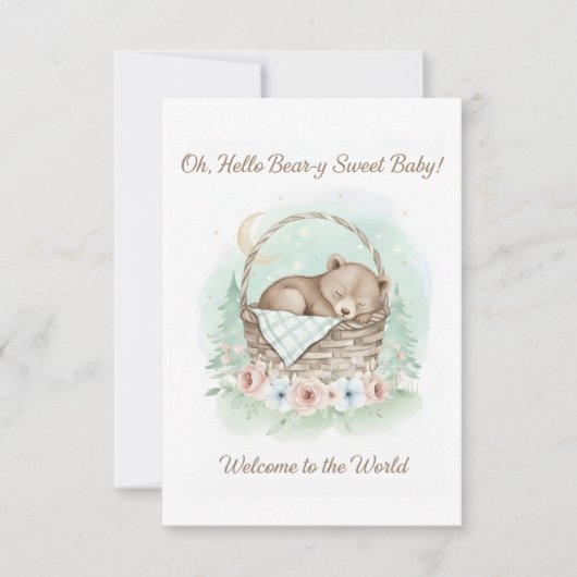 Adorable,  grizzly bear cub  Baby Shower  Bedankkaart (Voorkant)