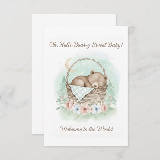 Adorable,  grizzly bear cub  Baby Shower  Bedankkaart (Voorkant / Achterkant)