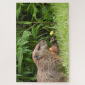 Adorable Groundhog Picking Flowers Jigsaw Puzzle (Vertical)