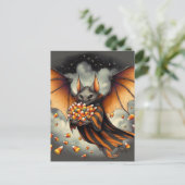 Adorable Halloween Bat With Candy Briefkaart (Staand voorkant)