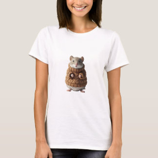 Adorable Hamster in Cozy Brown Knitted Sweater T-shirt