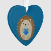 Adorable Hérisson embrassant un Coeur Bleu (devant)