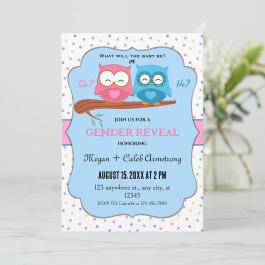 Adorable Hiboux Genre Reveillez invitation (Debout devant)