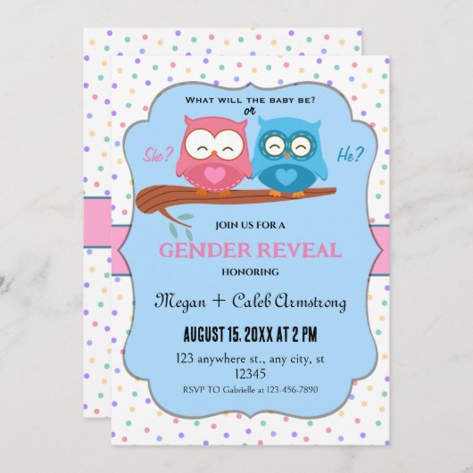 Adorable Hiboux Genre Reveillez invitation (Devant / Derrière)