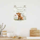 Adorable Highland Cow Baby shower Affiche de bienv (Cuisine)