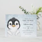 Adorable Hiver Penguin Baby shower invitation (Debout devant)