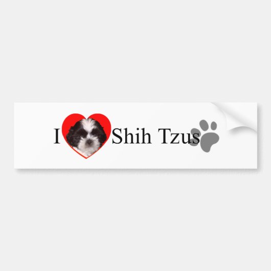 Adorable I Love Shih Tzus Bumper Sticker (Devant)